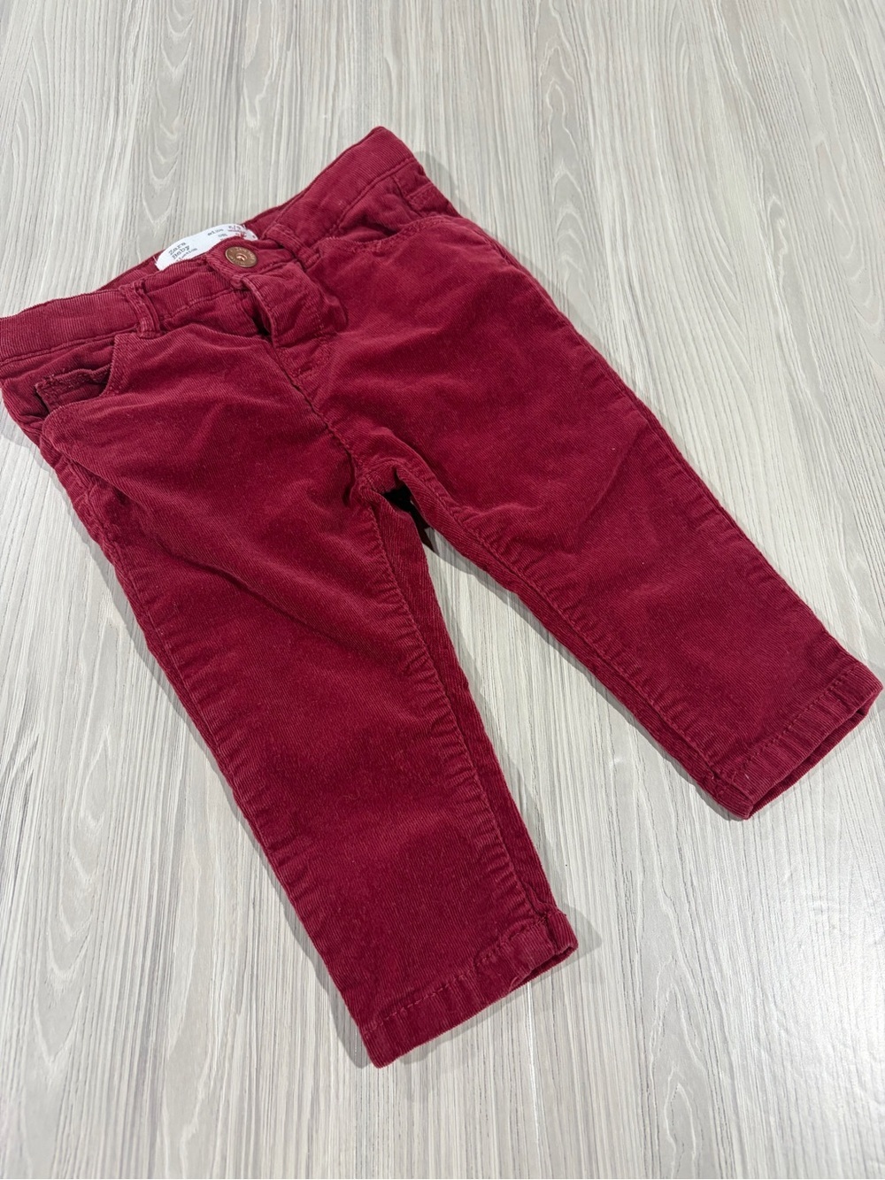 7/$20 Zara Baby Burgundy Soft Corduroy Pants Elastic Waist Cotton Blend